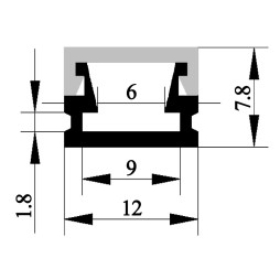Профиль алюминиевый анодированный LEDUA АЛ-02-1 + рассеиватель для LED ленты накладной 1 м