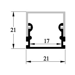 Профиль алюминиевый анодированный LEDUA АЛ-02-3 + рассеиватель для LED ленты накладной 1 м