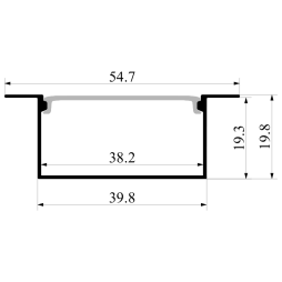Профиль алюминиевый анодированный LEDUA АЛ-16-1 + рассеиватель для LED ленты врезной 2 м