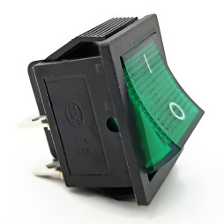 Перемикач Lemanso LSW02 великий зелений з підсв. / KCD2-201\N 15A 250VAC