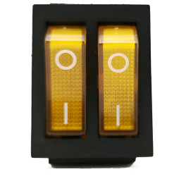 Перемикач Lemanso LSW04 подвійний жовтий з підсв. / KCD2-2101N 15A 250VAC кратно 25 штук