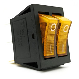 Перемикач Lemanso LSW04 подвійний жовтий з підсв. / KCD2-2101N 15A 250VAC кратно 25 штук