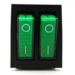 Перемикач Lemanso LSW04 подвійний зелений з підсв. / KCD2-2101N 15A 250VAC кратно 25 штук