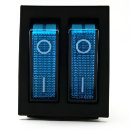 Перемикач   Lemanso  LSW04 подвійний синій з підсв./ KCD2-2101N кратно 25 штук