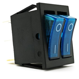 Перемикач   Lemanso  LSW04 подвійний синій з підсв./ KCD2-2101N кратно 25 штук