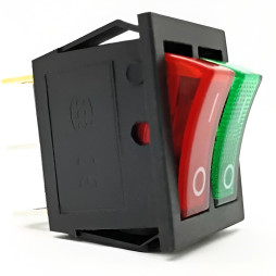 Перемикач Lemanso LSW04 подвійний червоно-зелений з підсв. / KCD2-2101N 15A 250VAC