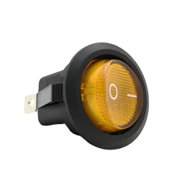 Перемикач  Lemanso  LSW07 круглий жовтий з підсв. / KCD1-101N-8С 6A 250VAC кратно 25 штук