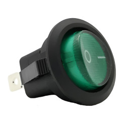 Перемикач Lemanso LSW07 круглий зелений з підсв. / KCD1-101N-8 6A 250VAC кратно 25 штук