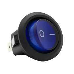 Перемикач  Lemanso  LSW07 круглий синій з підсв. / KCD1-101N-8 6A 250VAC кратно 25 штук