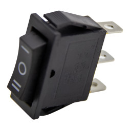 Перемикач  Lemanso  LSW18 вузький чорний 3 полож. з фікс./ KCD3-103 15A 250VAC кратно 25 штук