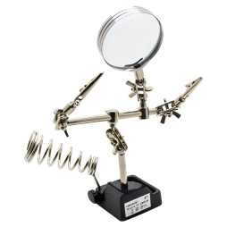 Лупа настольная с подставкой под паяльник Lemanso и 2 зажима крокодил / LM9130