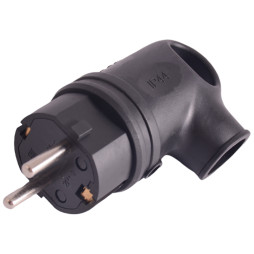 Вилка с заземлением угловая каучуковая Lemanso LMA077 16А