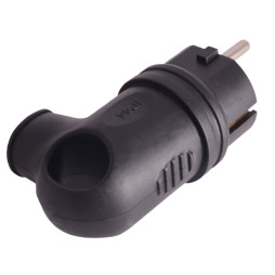 Вилка с заземлением угловая каучуковая Lemanso LMA077 16А