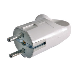 Вилка с заземлением Lemanso LMA087 16A с ушком белая