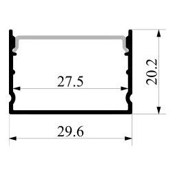 Профиль алюминиевый LEDUA АЛ-113 + рассеиватель для LED ленты накладной 2 м Черный