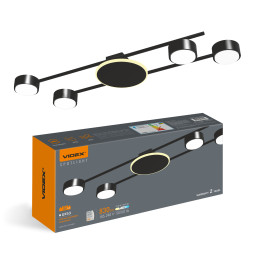 Светильник VIDEX под лампу 4xGX53 накладной с подсветкой Черный VL-SPF21B-BB