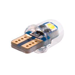 Светодиодная автолампа T10 W5W силикон 12В 1Вт SMD3030-2led белый