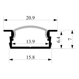 Профиль алюминиевый анодированный LEDUA АЛ-104 + рассеиватель для LED ленты врезной 2 м