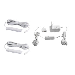 Комплект світильників світлодіодних з ручним вимикачем накладних для підсвітки меблевих полиць 2шт 220V біле світло білий провід LEDUA