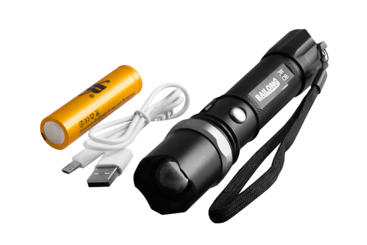 Ліхтар 8626C-XPE+COB,1х18650,ЗУ microUSB,zoom,Box Police