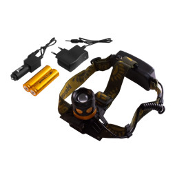 Ліхтар налобний 6813A-2XPE(white+blue),2x18650,ЗУ 220V/12V,zoom,Box Police