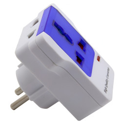 Переходник-адаптер Lemanso с индикатором белый + чёрный / LMA7301