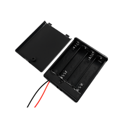 Корпус батарейок x4 "ААA" з кришкою і перемикачем ON-OFF, 62x48х16мм, провід (1-0982)