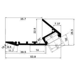 Профиль алюминиевый анодированный лестничный LEDUA АЛ-19 + рассеиватель для LED ленты для ступеней 2 м