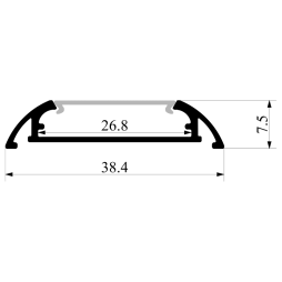Алюмінієвий профіль для світлодіодної стрічки АЛ-20 2 метра анодований накладний LEDUA
