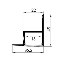 Алюмінієвий профіль для світлодіодної стрічки АЛ-25 2 метра анодований кутовий одностороннє світло ДСП LEDUA