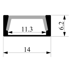 Профиль алюминиевый анодированный LEDUA АЛ-02-2 + рассеиватель для LED ленты накладной 2 м
