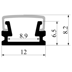 Профиль алюминиевый анодированный LEDUA АЛ-02-1 + рассеиватель для LED ленты накладной 2 м