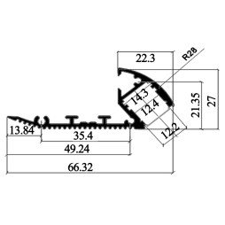 Профиль алюминиевый анодированный лестничный LEDUA АЛ-19-1 + рассеиватель для LED ленты для ступеней 2 м