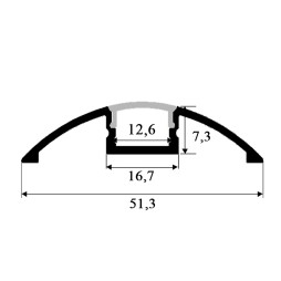 Профиль алюминиевый анодированный LEDUA АЛ-20-1 + рассеиватель для LED ленты накладной 2 м