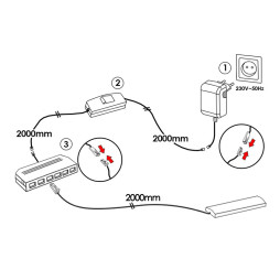 Комплект світильників світлодіодних з ручним вимикачем накладних для підсвітки меблевих полиць 6шт 220V синє світло білий провід LEDUA