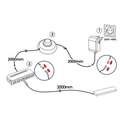 Комплект світильників світлодіодних з ножним вимикачем накладних для підсвітки меблевих полиць 6шт 220V біле світло білий провід LEDUA