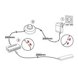 Комплект світильників світлодіодних з ножним вимикачем накладних для підсвітки меблевих полиць 5шт 220V синє світло білий провід LEDUA