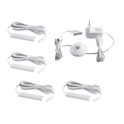 Комплект світильників світлодіодних з ножним вимикачем накладних для підсвітки меблевих полиць 4шт 220V синє світло білий провід LEDUA