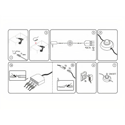 Комплект світильників світлодіодних з ножним вимикачем накладних для підсвітки меблевих полиць 3шт 220V синє світло чорний провід LEDUA