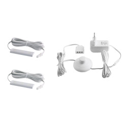 Комплект світильників світлодіодних з ножним вимикачем накладних для підсвітки меблевих полиць 2шт 220V біле світло білий провід LEDUA