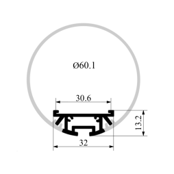 Профиль алюминиевый анодированный LEDUA АЛ-98 круглый + рассеиватель для LED ленты подвесной 3 м