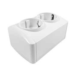 Розетка накладна 2-а з заземленням Магнолія біла LMR2007 Лємансо