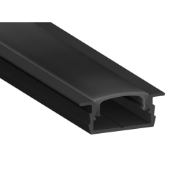 Алюмінієвий профіль для світлодіодної стрічки АЛ-01-1 1 метр чорний дифузор врізний LEDUA
