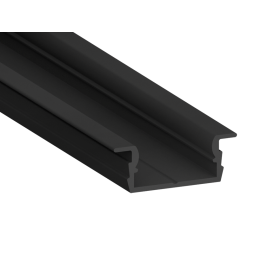 Алюмінієвий профіль для світлодіодної стрічки АЛ-01-1 1 метр чорний дифузор врізний LEDUA