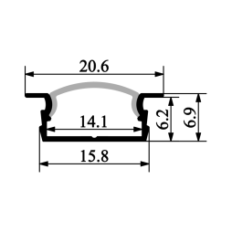 Профиль алюминиевый LEDUA АЛ-78 + рассеиватель для LED ленты врезной 2 м Черный