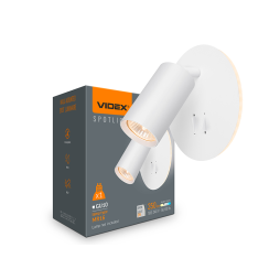 Светильник VIDEX под лампу GU10 настенный с подсветкой и кнопкой Белый (VL-SPF24E-W)