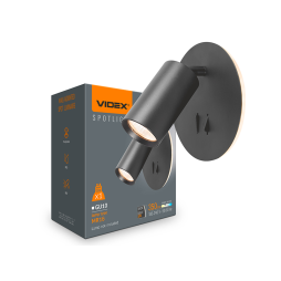 Светильник VIDEX под лампу GU10 настенный с подсветкой и кнопкой Черный (VL-SPF24E-B)