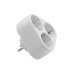 Трійник з боковим зазем (мідний контакт) ромашка+суцільний боковий білий LMA039 Лємансо