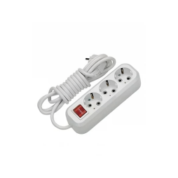 Подовжувач 3 гнізда 5м з заземленням з кнопкою LMK045 Лємансо